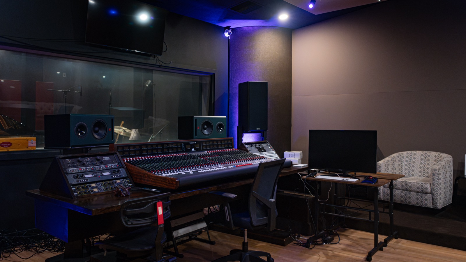The Mixing Room, with the Trident 88 console and near-field monitors